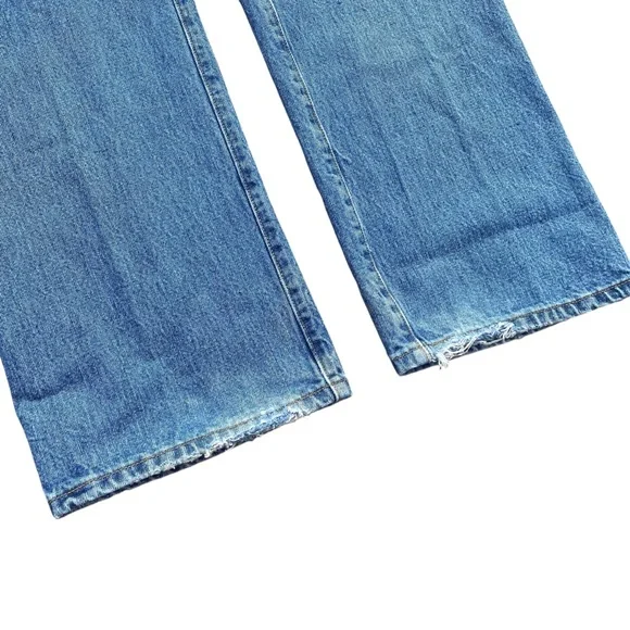 Levis 501 Straight Fit Denim Jeans 36 x 32 Stone Washed Blue Y2K Distressed - Picture 8 of 15